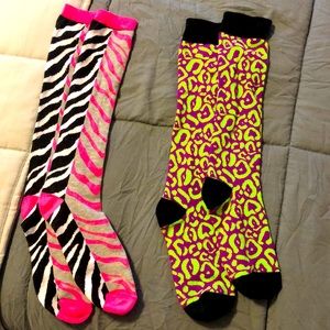 2 pairs of knee high socks